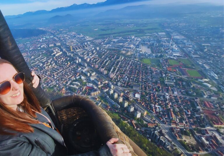 Me in a hot air balloon over the city of Ljubljana, Slovenia